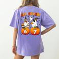 Haunted By 67 Boo Ghost Pumpkin Halloween Teacher Women's Comfort Colors T-Shirt Back Print Violet