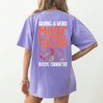 Having a Weird Music Teacher Builds Character Music Teacher Women's Comfort Colors T-Shirt Back Print Violet