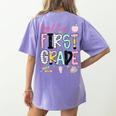 Hello First Grade Teacher Coquette Pencil Bow Back To School Women's Comfort Colors T-Shirt Back Print Violet Hello First Grade Teacher Coquette Pencil Bow Back To School Women's Comfort Colors T-Shirt Back Print Violet