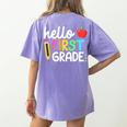 Hello First Grade Team 1st Grade Back To School Teacher Kids Women's Comfort Colors T-Shirt Back Print Violet