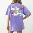 Hello Kindergarten Team Kinder Back To School Teacher Kids Women's Comfort Colors T-Shirt Back Print Violet Hello Kindergarten Team Kinder Back To School Teacher Kids Women's Comfort Colors T-Shirt Back Print Violet