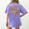 Hello Pre-K Back To School Teacher Student Fun Graphic Tee Women's Comfort Colors T-Shirt Back Print Violet Hello Pre-K Back To School Teacher Student Fun Graphic Tee Women's Comfort Colors T-Shirt Back Print Violet