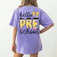 Hello Pre-K Preschool Back To School First Day Teacher Kids Women's Comfort Colors T-Shirt Back Print Violet Hello Pre-K Preschool Back To School First Day Teacher Kids Women's Comfort Colors T-Shirt Back Print Violet