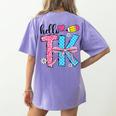 Hello TK Transitional Kindergarten Back To School Teacher Women's Comfort Colors T-Shirt Back Print Violet Hello TK Transitional Kindergarten Back To School Teacher Women's Comfort Colors T-Shirt Back Print Violet