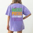Hocus Pocus Everybody Focus Teacher Halloween Women's Comfort Colors T-Shirt Back Print Violet Hocus Pocus Everybody Focus Teacher Halloween Women's Comfort Colors T-Shirt Back Print Violet