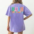 Hola Estudiantes Maestra Back To School Spanish Teacher Women's Comfort Colors T-Shirt Back Print Violet