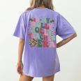 In My Holly Xmas Jolly Teacher Era Teacher Vibes Christmas For Men Women Kids Women's Comfort Colors T-Shirt Back Print Violet