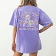 I'Ll Just Wait Until It's Quiet Skeleton Teacher Women's Comfort Colors T-Shirt Back Print Violet