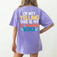 I'm Not Yelling This Is My PE Teacher Voice Women's Comfort Colors T-Shirt Back Print Violet