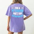 I'm A PE Teacher What's Your Superpower Physical Education Women's Comfort Colors T-Shirt Back Print Violet