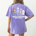 Inclusion Isn't Scary SLP Halloween Costume Sped Teacher Women's Comfort Colors T-Shirt Back Print Violet Inclusion Isn't Scary SLP Halloween Costume Sped Teacher Women's Comfort Colors T-Shirt Back Print Violet