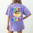 I Am Their Voice They Are My Heart Autism Awareness Teacher Women's Comfort Colors T-Shirt Back Print Violet