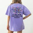 It's Fine I'm Fine Christmas Lights Teacher Xmas Women's Comfort Colors T-Shirt Back Print Violet It's Fine I'm Fine Christmas Lights Teacher Xmas Women's Comfort Colors T-Shirt Back Print Violet