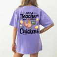 Just a Teacher Who Loves Chickens Chicken Farm Animal Lover Women's Comfort Colors T-Shirt Back Print Violet Just a Teacher Who Loves Chickens Chicken Farm Animal Lover Women's Comfort Colors T-Shirt Back Print Violet
