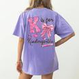 K Is For Kindergarten Teacher Coquette Bow Back To School Women's Comfort Colors T-Shirt Back Print Violet K Is For Kindergarten Teacher Coquette Bow Back To School Women's Comfort Colors T-Shirt Back Print Violet