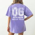 Kids Hello Sixth Back To School 6th Grade Dream Team Teacher Women's Comfort Colors T-Shirt Back Print Violet