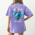 Be Kind Dolphin Autism Awareness Back To School Teacher Men Women Kids Women's Comfort Colors T-Shirt Back Print Violet