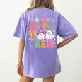 Kinder Boo Crew Kindergarten Teacher Student Halloween Women's Comfort Colors T-Shirt Back Print Violet