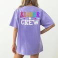 Kinder Crew Kindergarten Teacher 1st Day Of School Women's Comfort Colors T-Shirt Back Print Violet