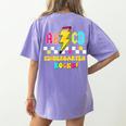 Kindergarten ABCD Rocks Teacher Student Back To School Women's Comfort Colors T-Shirt Back Print Violet
