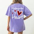 Kindergarten Has My Heart Buffalo Print Teacher Valentine Women's Comfort Colors T-Shirt Back Print Violet Kindergarten Has My Heart Buffalo Print Teacher Valentine Women's Comfort Colors T-Shirt Back Print Violet