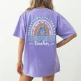 Kindergarten Teacher Leopard Boho Rainbow Back To School Women's Comfort Colors T-Shirt Back Print Violet Kindergarten Teacher Leopard Boho Rainbow Back To School Women's Comfort Colors T-Shirt Back Print Violet