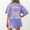 Kindergarten Teacher Tiny Humans Pre-School Teacher Women's Comfort Colors T-Shirt Back Print Violet Kindergarten Teacher Tiny Humans Pre-School Teacher Women's Comfort Colors T-Shirt Back Print Violet
