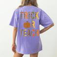 Leopard Trick Or Teach Halloween Teacher Costume Women Women's Comfort Colors T-Shirt Back Print Violet Leopard Trick Or Teach Halloween Teacher Costume Women Women's Comfort Colors T-Shirt Back Print Violet