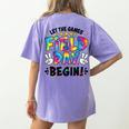 Let The Games Field Day Begin Tie Dye Adults Teacher Kids Women's Comfort Colors T-Shirt Back Print Violet Let The Games Field Day Begin Tie Dye Adults Teacher Kids Women's Comfort Colors T-Shirt Back Print Violet