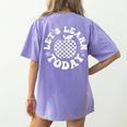 Let's Learn Today Checkered Apple Back To School Teacher Women's Comfort Colors T-Shirt Back Print Violet