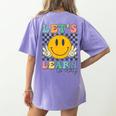 Let's Learn Today Smile Face Back To School For Teacher Kids Women's Comfort Colors T-Shirt Back Print Violet