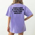 Lie Teacher Saying Humor School Class Women's Women's Comfort Colors T-Shirt Back Print Violet Lie Teacher Saying Humor School Class Women's Women's Comfort Colors T-Shirt Back Print Violet