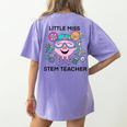 Little Miss Stem Teacher Women's Comfort Colors T-Shirt Back Print Violet