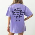 I Love Explaining The Same Thing Teacher Lie Party Women's Comfort Colors T-Shirt Back Print Violet I Love Explaining The Same Thing Teacher Lie Party Women's Comfort Colors T-Shirt Back Print Violet