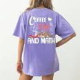 I Love Math Cats And Coffee Heart Mathematics Teacher Women's Comfort Colors T-Shirt Back Print Violet I Love Math Cats And Coffee Heart Mathematics Teacher Women's Comfort Colors T-Shirt Back Print Violet