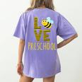 Love Preschool Back To School Yellow Bee Preschool Teacher For Men Women Girls Kids Women's Comfort Colors T-Shirt Back Print Violet