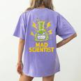 Mad Scientist Kids Youth Adult Science Teacher Chemistry Women's Comfort Colors T-Shirt Back Print Violet