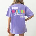 Maestra Fabulosa Bilingual Spanish Espanol Teacher School Women's Comfort Colors T-Shirt Back Print Violet