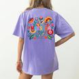 Maestra Flowers Spanish Teacher Cinco De Mayo Women's Comfort Colors T-Shirt Back Print Violet