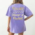 Magical Teacher Manager Of Mischief Birthday Family Party Women's Comfort Colors T-Shirt Back Print Violet
