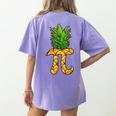 Math Teacher Hawaiian Shirts Pineapple Pi Day Symbol Women's Comfort Colors T-Shirt Back Print Violet
