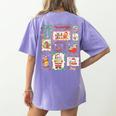 Merry And Bright Christmas Gingerbread Santa Book Teacher Women's Comfort Colors T-Shirt Back Print Violet