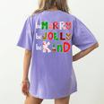 Be Merry Be Jolly Be Kind Merry Christmas Teacher Xmas Pjs Women's Comfort Colors T-Shirt Back Print Violet