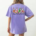 Very Merry Teacher Christmas Goose Silly Holiday Party Women's Comfort Colors T-Shirt Back Print Violet