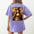 Mona Lisa Pumpkin Halloween Art Teacher Witchy Women Kids Women's Comfort Colors T-Shirt Back Print Violet Mona Lisa Pumpkin Halloween Art Teacher Witchy Women Kids Women's Comfort Colors T-Shirt Back Print Violet