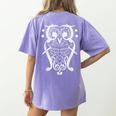 Music Note Owl Shirt Musicians Teacher Birthday Bird Women's Comfort Colors T-Shirt Back Print Violet