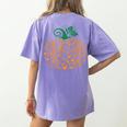 Music Notes Pumpkin Music Teacher Halloween Women's Comfort Colors T-Shirt Back Print Violet