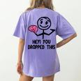 Nerdy Hey You Dropped This Brain Math Teacher Women's Comfort Colors T-Shirt Back Print Violet Nerdy Hey You Dropped This Brain Math Teacher Women's Comfort Colors T-Shirt Back Print Violet