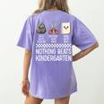 Nothing Beats Kindergarten Back To School Kids Teacher Women's Comfort Colors T-Shirt Back Print Violet
