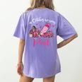 In October We Wear Pink Apple Teacher Daisy Breast Cancer Women's Comfort Colors T-Shirt Back Print Violet